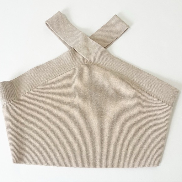 House of Harlow Ribbed Criss Cross Halter Top - Picture 2 of 5